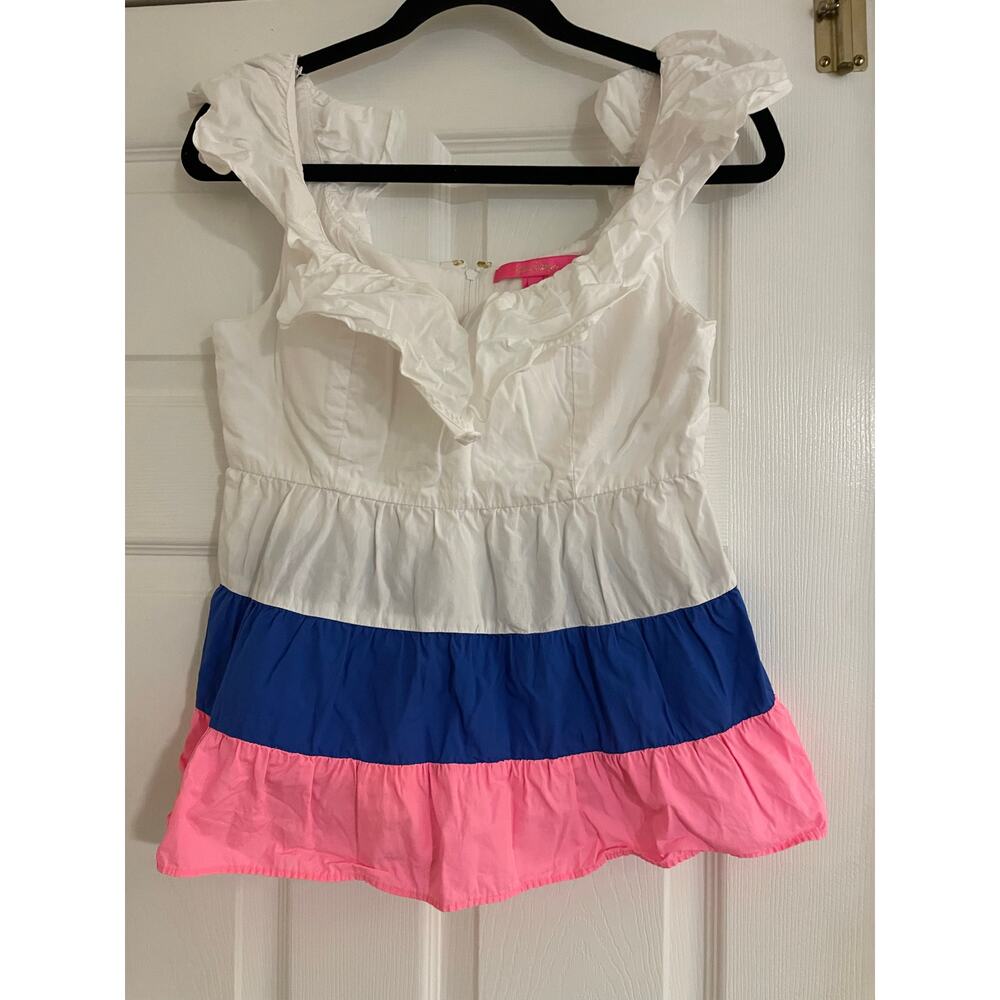 Lilly Pulitzer tricolored baby doll sleeveless top size 2
